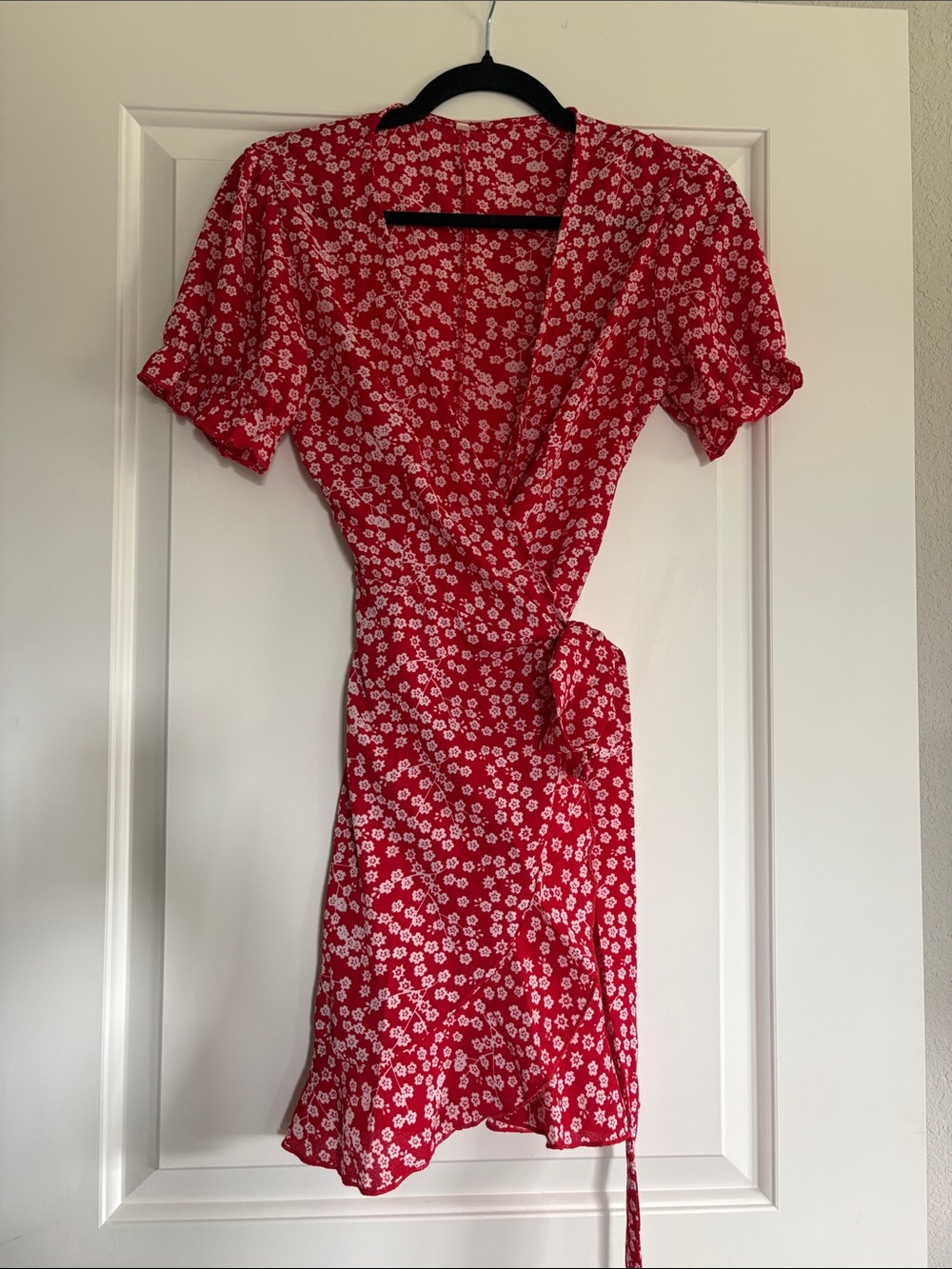 Red Floral Wrap Dress